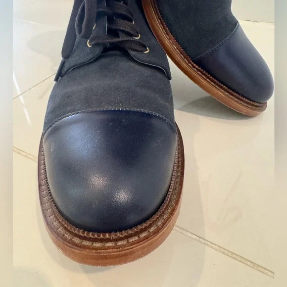 Taft Men’s Troy Boot size 43 Navy leather and suede - Picture 6 of 9